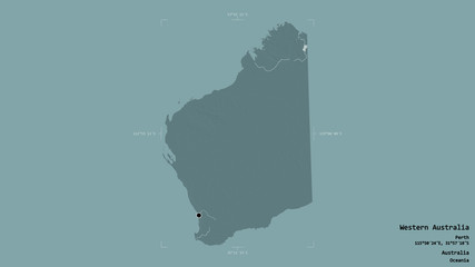 Fototapeta premium Western Australia - Australia. Bounding box. Administrative