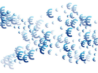 Euro blue icons flying currency vector 