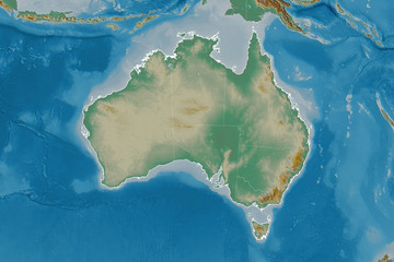 Australia borders. Relief