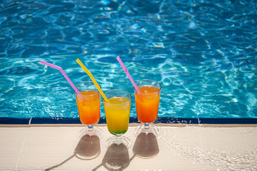 cocktail with ice by the pool or on the beach