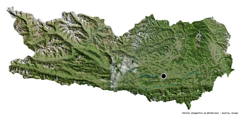Kärnten, state of Austria, on white. Satellite © Yarr65