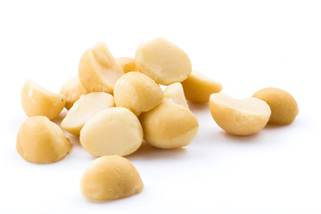 Macadamias on White background