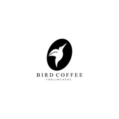 Coffee bird illustration simple logo design vector template