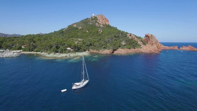 France, Cote d'azur, Var, Aerial view of cap Esterel