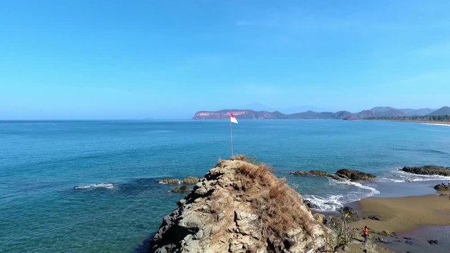 Poto Batu beach west Sumbawa, Indonesia, Drone aerial view.
