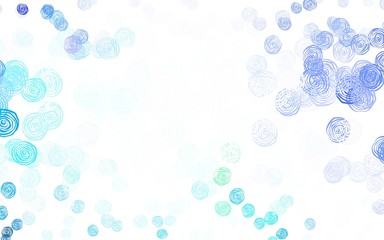 Light BLUE vector doodle pattern with roses.