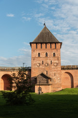 Fototapeta na wymiar Veliky Novgorod. Palace tower of the Novgorod Kremlin.Great Novgorod