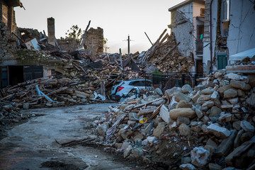 Earthquake in Cossito, near Amatrice, in the center of Italy