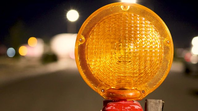 Closeup of a Flashing Caution Light