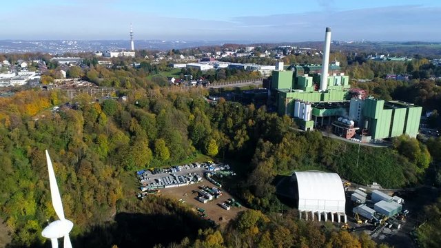 Drone shot of a destructor in Wuppertal.