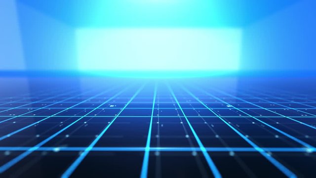 Digital technology lines background is a spectacular motion graphics background. High-tech HUD grid video, blue news studio background, high-tech digital product promotion, corporate promotion.