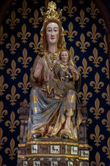 Fototapeta na wymiar Virgen gótica de madera policromada, siglo XIV, Monasterio de Santa María de San Salvador de Cañas, Cañas, La Rioja, Spain
