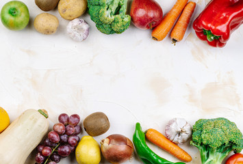healthy food on white textured background