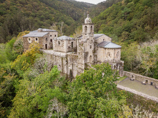 Fototapeta na wymiar Monasterio de San Juan de Caaveiro, parque natural Fragas del Eume,​ provincia de La Coruña, Galicia, Spain