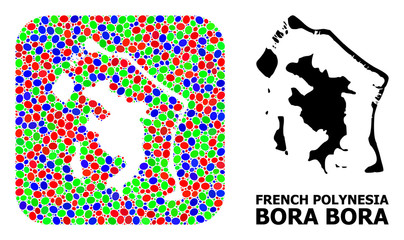 Mosaic Hole and Solid Map of Bora-Bora - obrazy, fototapety, plakaty