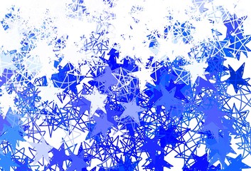 Light BLUE vector pattern with christmas stars.