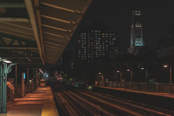 Harlem train station at night