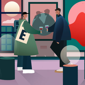 Networking couple at Art Gallery