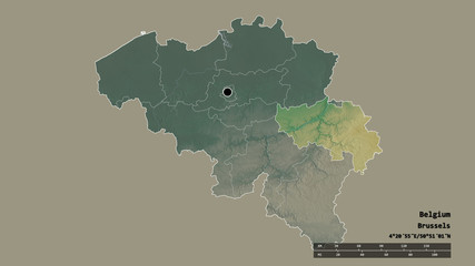 Location of Liège, province of Belgium,. Relief