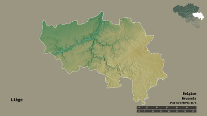 Obraz premium Liège, province of Belgium, zoomed. Relief