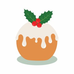 Christmas cake. Vector illustration isolated on white background.