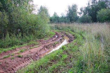Muddy road after rain
