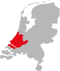 Zuid-holland netherlands province highlighted on netherlands political map. Backgrounds, charts, business concepts.