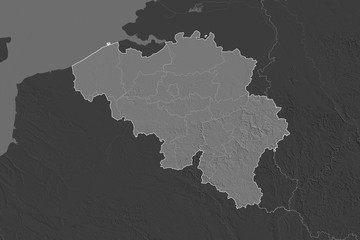 Belgium borders. Neighbourhood desaturated. Bilevel