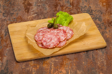 Spanish Salchichon sausage with salad