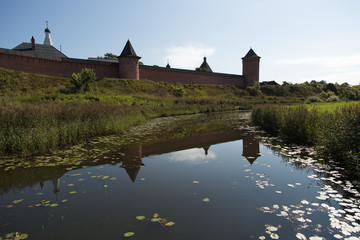 Naklejka na ściany i meble Suzdal, The Golden Ring of Russia, view on Spaso-Efimyevsky monastery and river Kamenka
