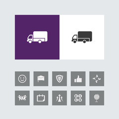 Creative Delivery Van Icon with Bonus Icons.