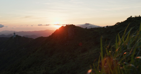 Sunset sunlight on mountain view