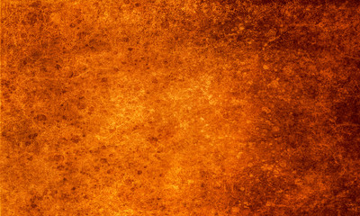 Grunge orange distressed damage rusty background with beautiful watercolor painted border dark texture, autumn or fall fiery burnt orange colors for Thanksgiving or Halloween papers