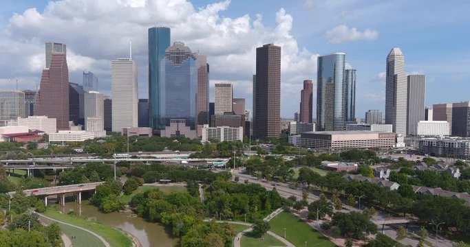 Aerial view of downtown Houston and surrounding area. This video was filmed in 6k and down scaled to 4k for best image quality.