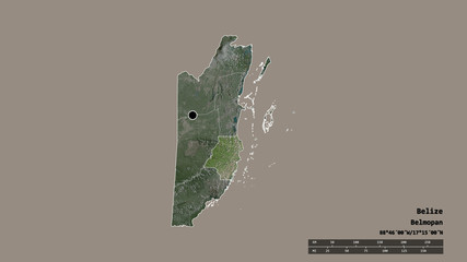 Fototapeta premium Location of Stann Creek, district of Belize,. Satellite