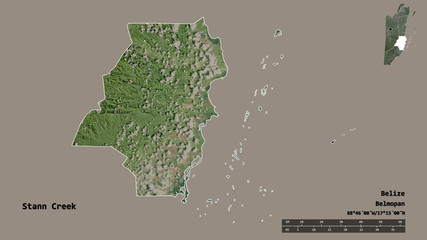 Stann Creek, district of Belize, zoomed. Satellite