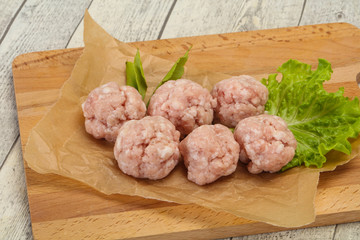 Homemade raw pork minced meatball for cooking