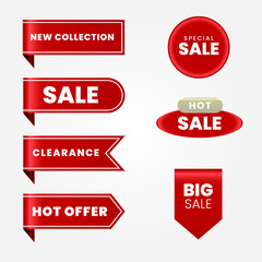 set of red sale labels