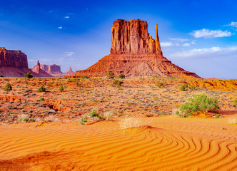 Monument valley west mitten sunset sand ripples