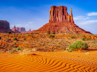 Monument valley west mitten sunset sand ripples