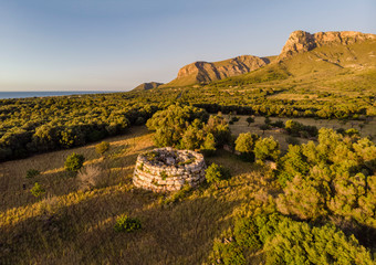 Naklejka premium Sa Clova des Xot talayot, circular talayot, around 1000 and 800 BC., Sa Canova site, Arta, Mallorca, Balearic Islands, Spain