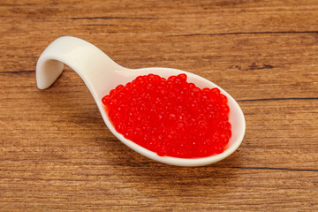 Red salmon caviar in the bowl