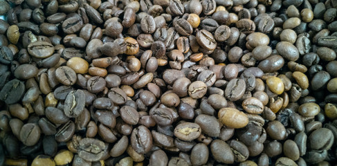 Coffee beans background. Roasted coffee beans. Concept image.