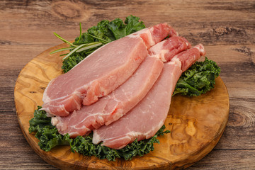 Raw pork steak for cooking