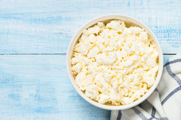 Curd or cottage cheese in white plate.