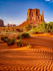 Aluminium Prints Red 2 Monument valley west mitten sunset sand ripples