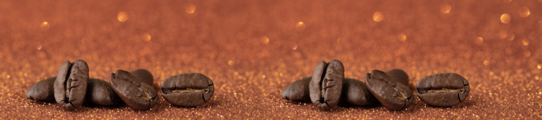 Panorama very large Maragogipe coffee beans.