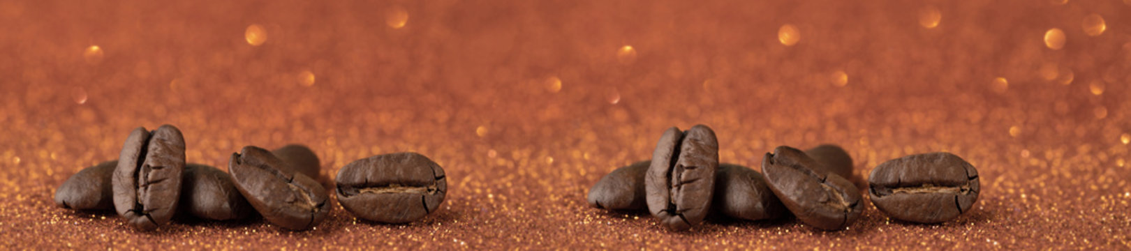 Panorama very large Maragogipe coffee beans.