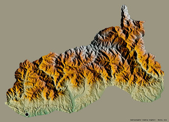 Samdrupjongkhar, district of Bhutan, on solid. Relief