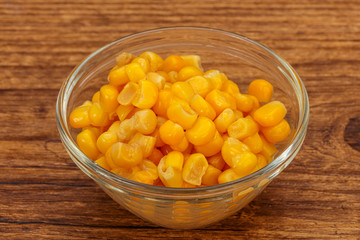 Sweet corn seeds in the bowl